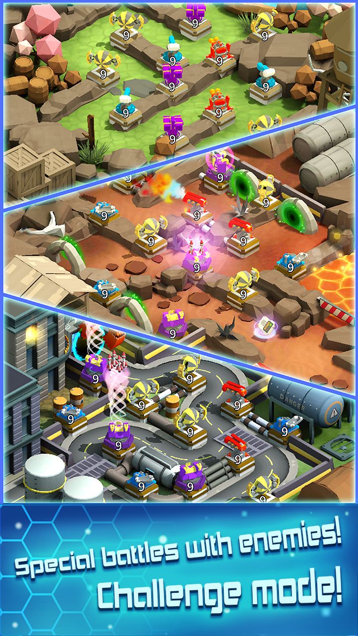 Gameplay of the Turret Merge Defense for Android phone or tablet.