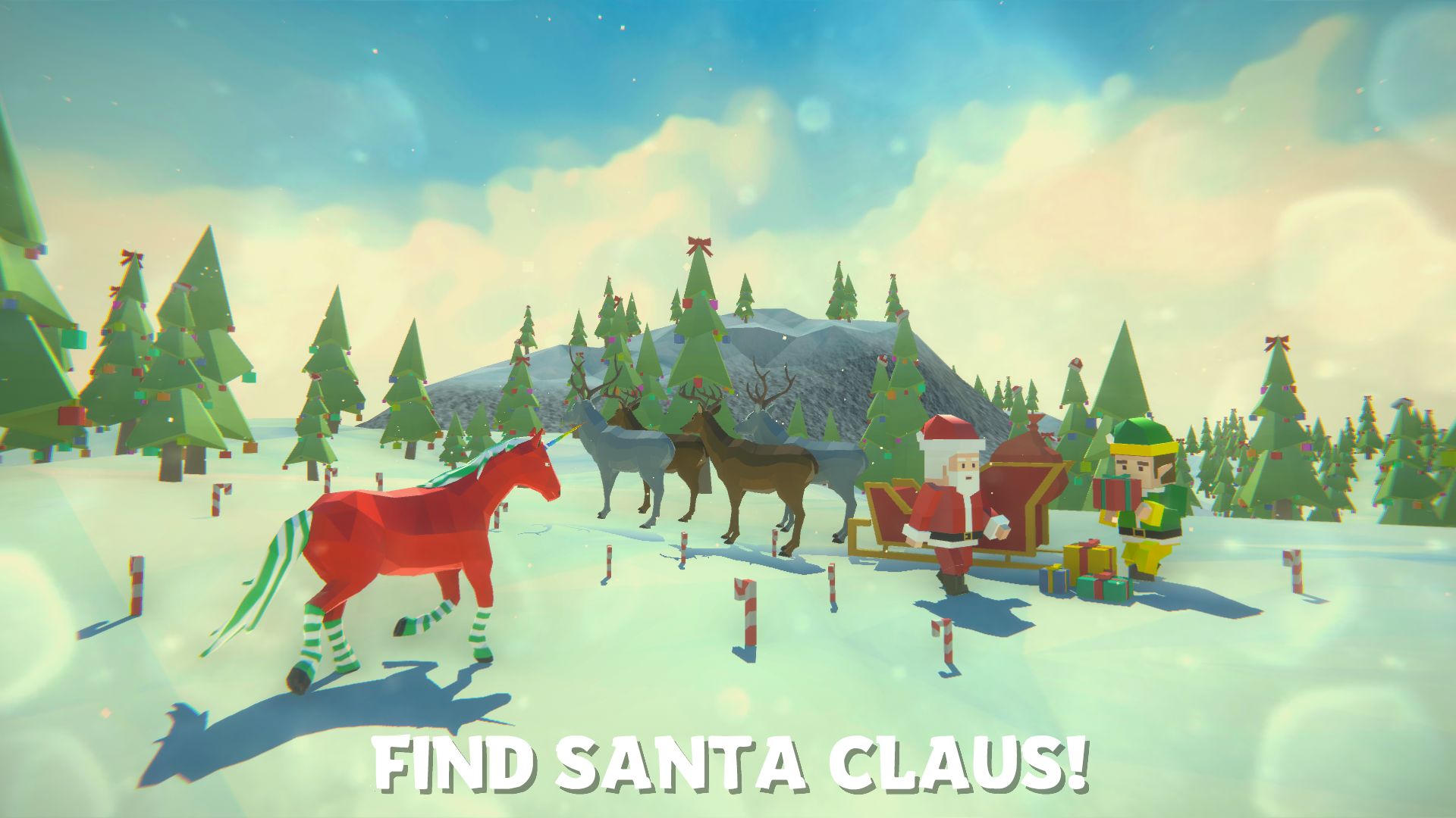 Gameplay of the Unicorn Christmas Simulator for Android phone or tablet.