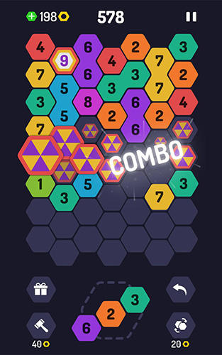 Gameplay of the Up 9: Hexa puzzle! Merge numbers to get 9 for Android phone or tablet.
