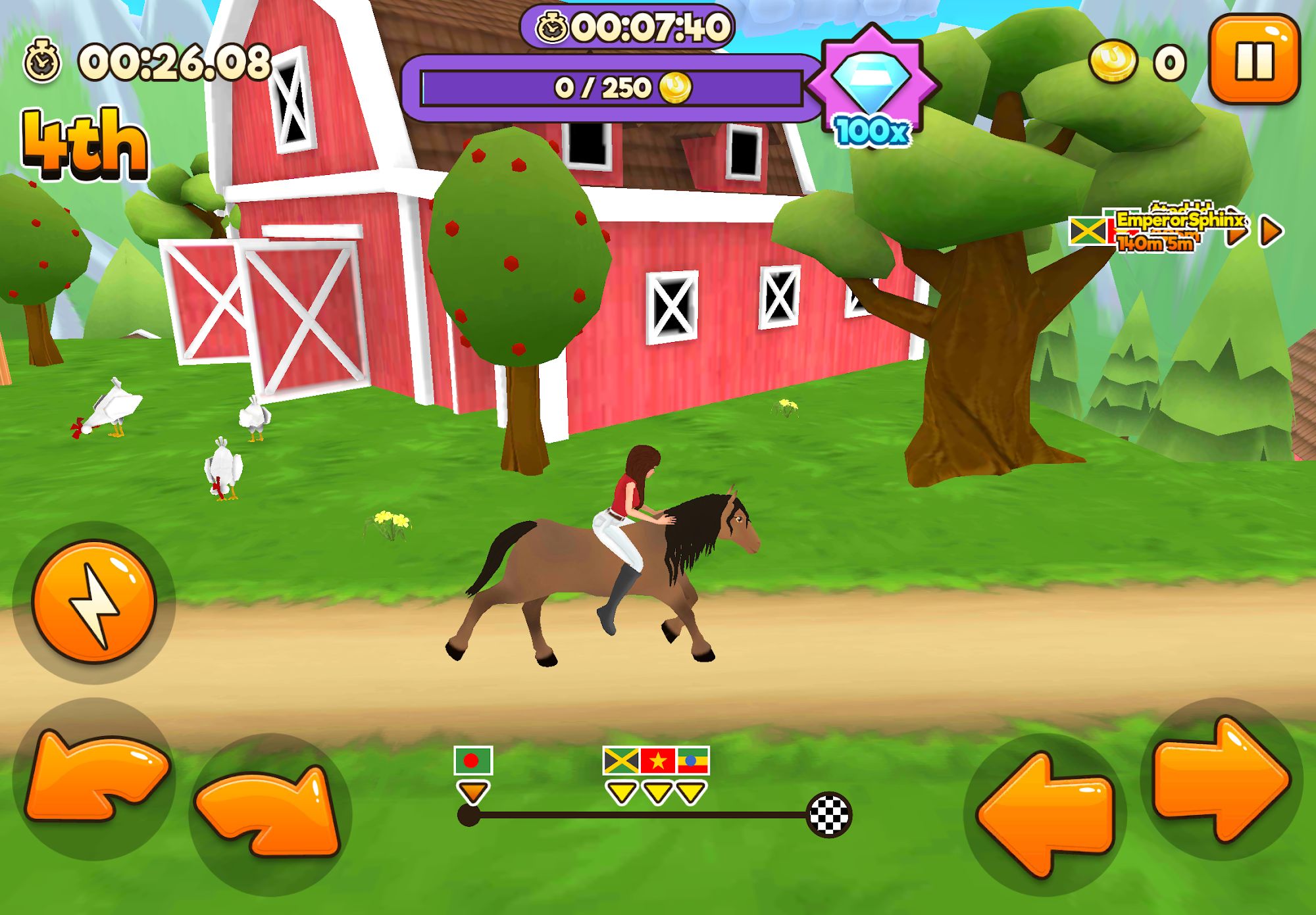 Gameplay of the Uphill Rush Horse Racing for Android phone or tablet.