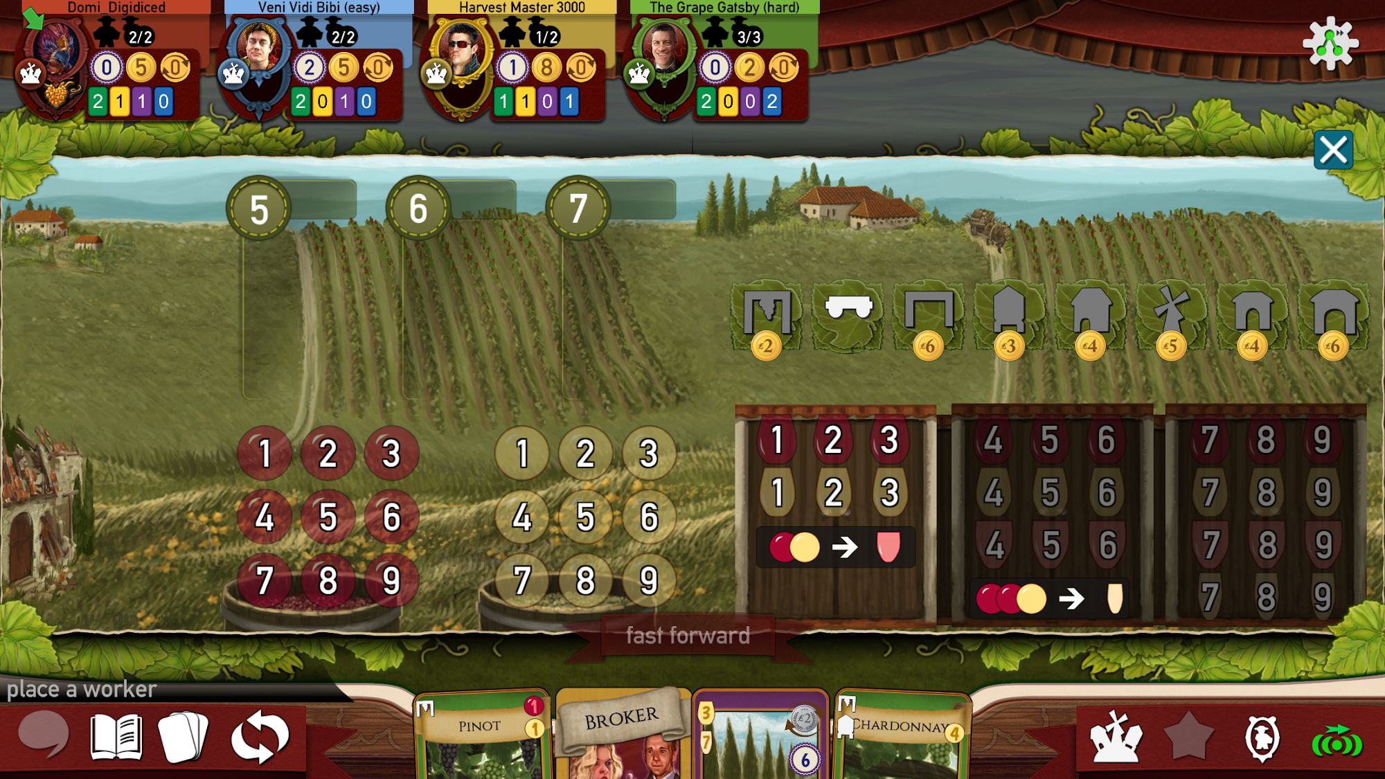 Gameplay of the Viticulture for Android phone or tablet.