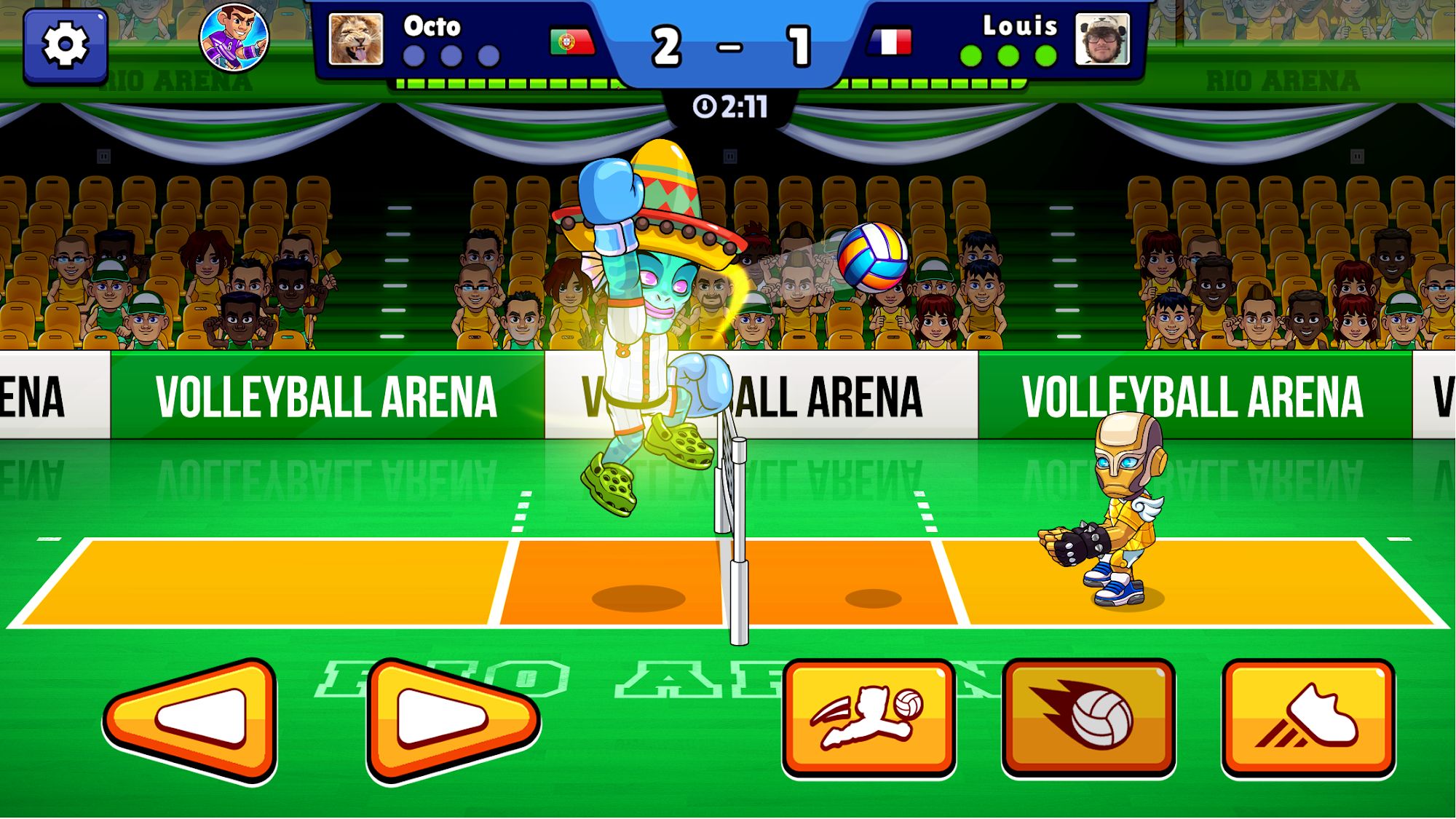 Gameplay of the Volleyball Arena for Android phone or tablet.