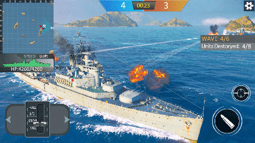 Gameplay of the Warship sea battle for Android phone or tablet.