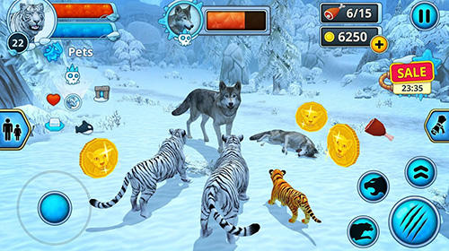 Gameplay of the White tiger family sim online for Android phone or tablet.