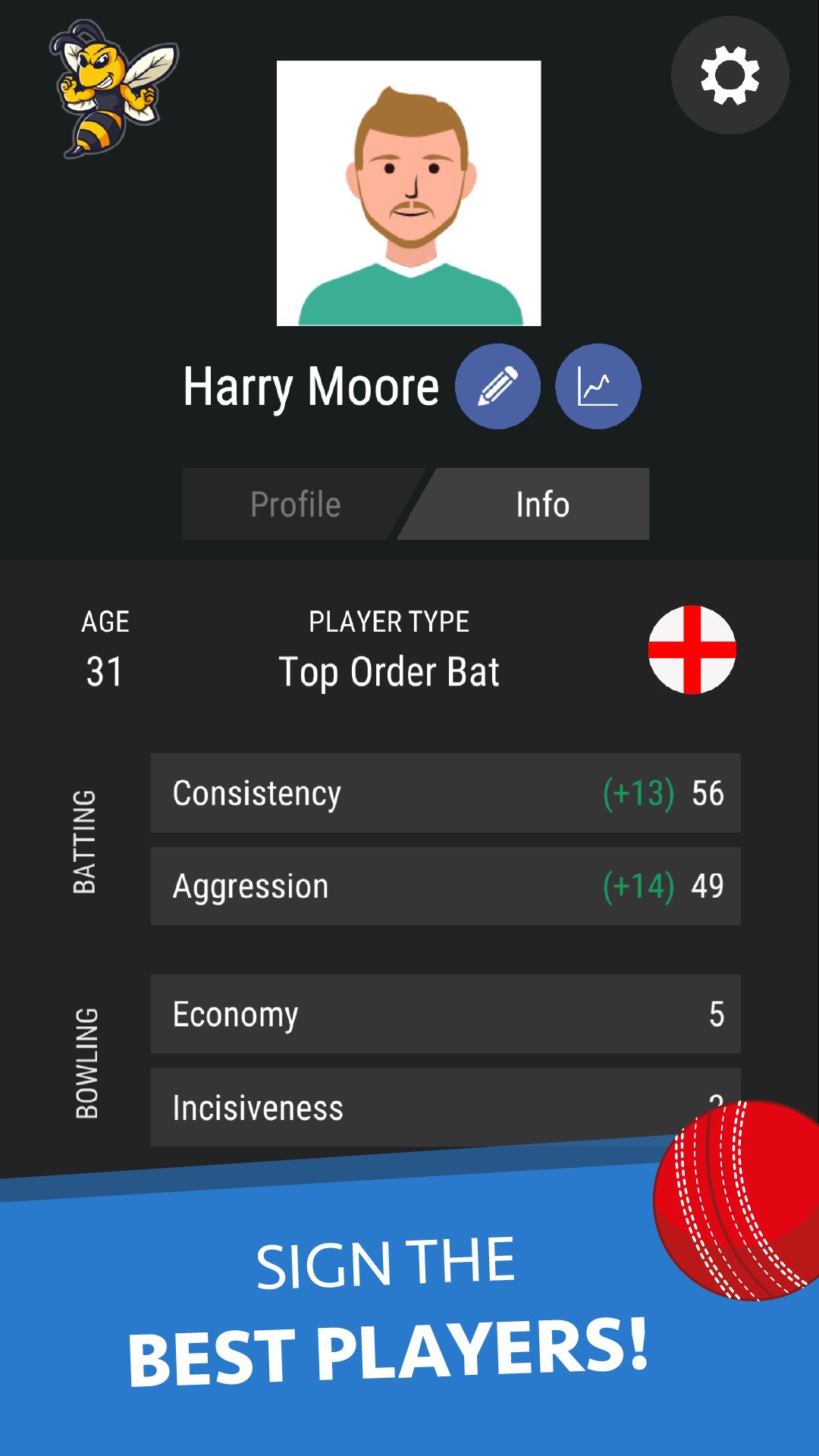 Gameplay of the Wicket Cricket Manager for Android phone or tablet.