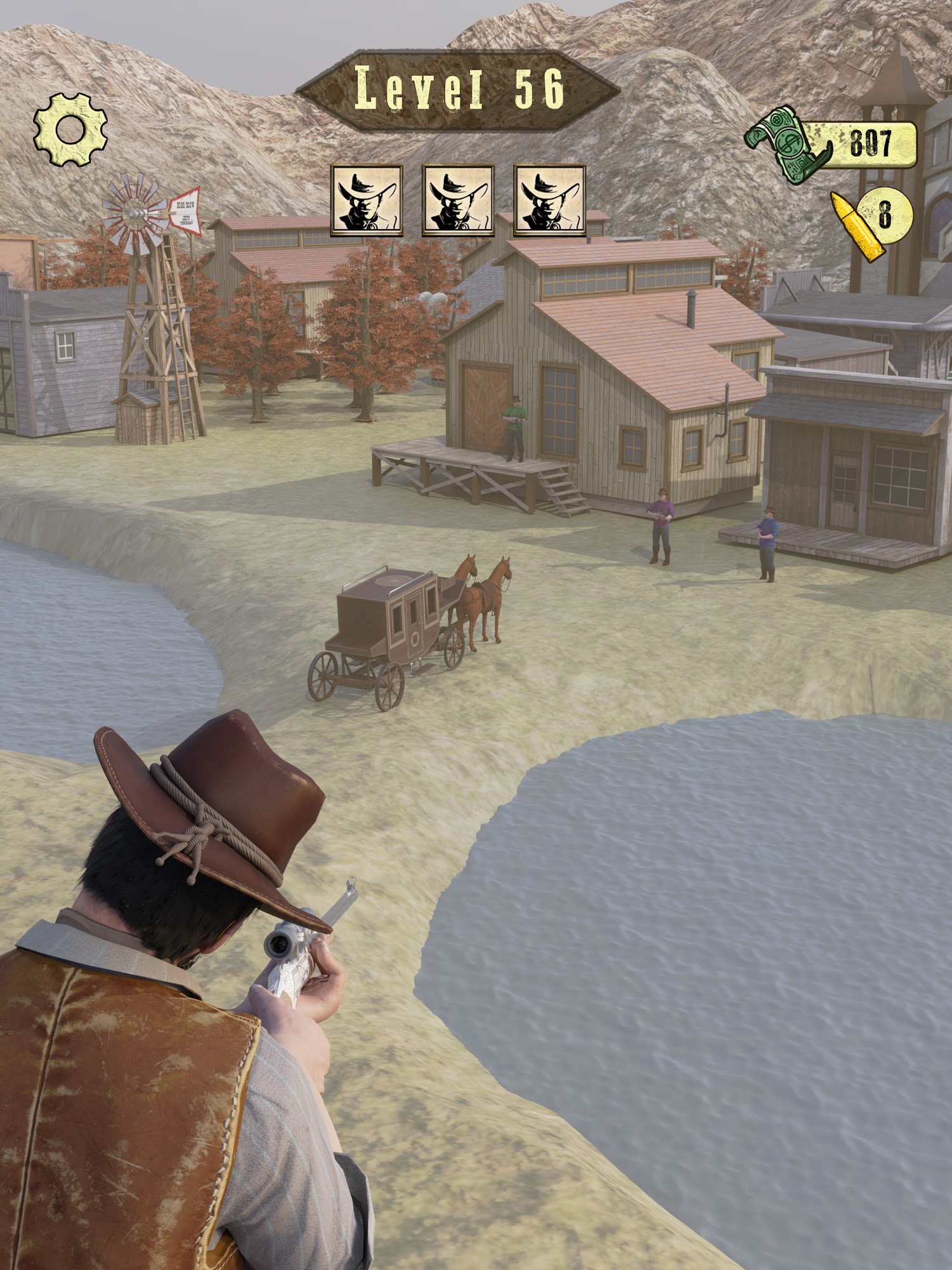 Gameplay of the Wild West Sniper: Cowboy War for Android phone or tablet.