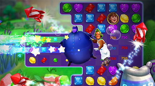 Gameplay of the Willy Wonka’s sweet adventure: A match 3 game for Android phone or tablet.