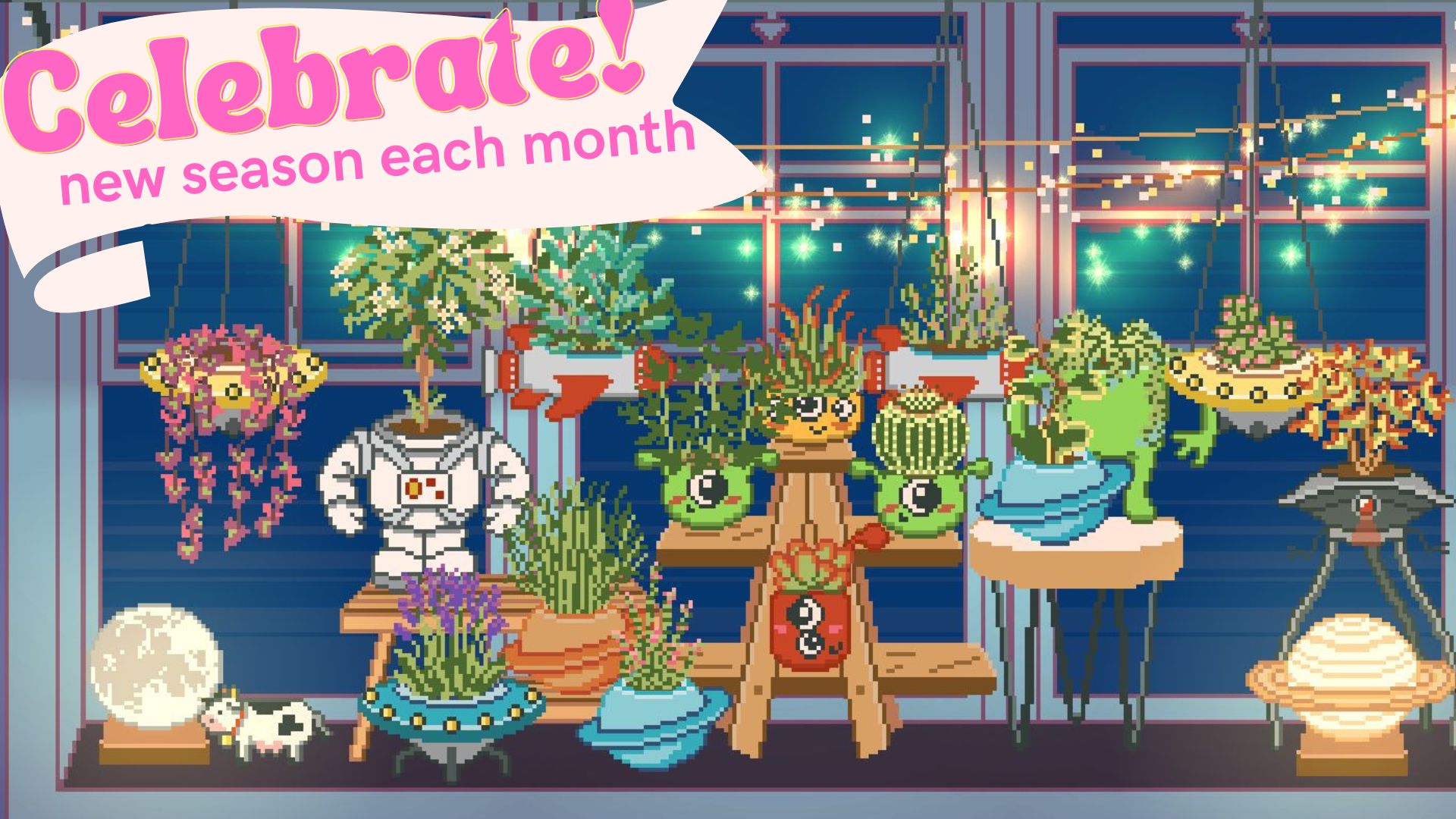 Gameplay of the Window Garden - Lofi Idle Game for Android phone or tablet.