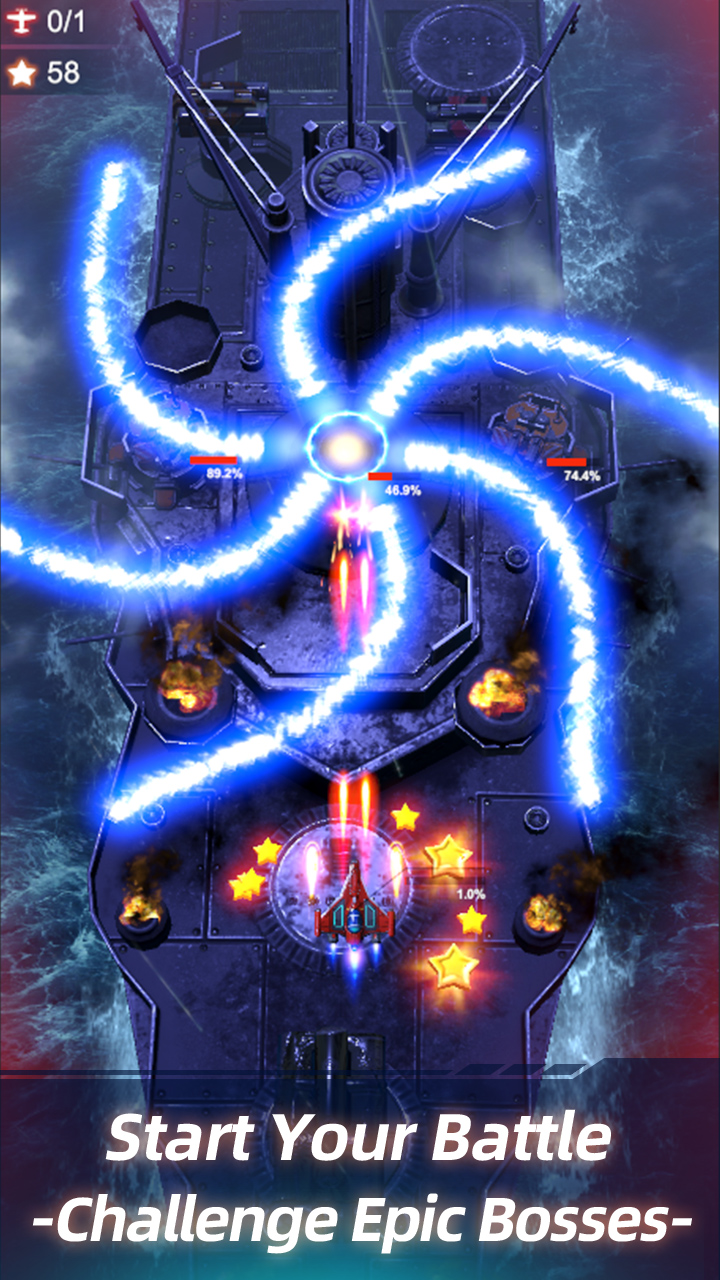Gameplay of the Wing Fighter for Android phone or tablet.