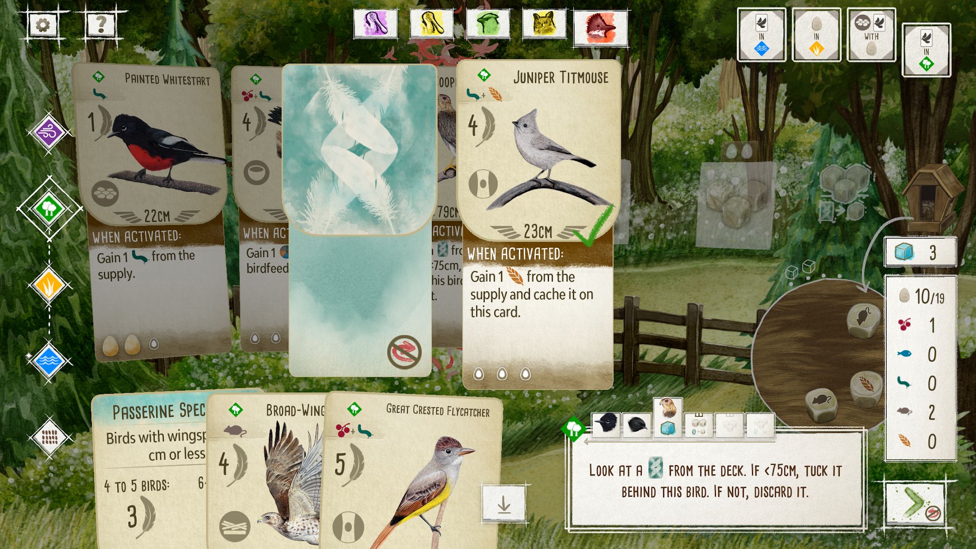 Gameplay of the Wingspan: The Board Game for Android phone or tablet.