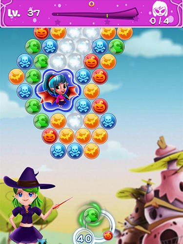 Gameplay of the Witchland: Magic bubble shooter for Android phone or tablet.