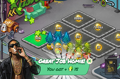 Gameplay of the Wiz Khalifa's weed farm for Android phone or tablet.