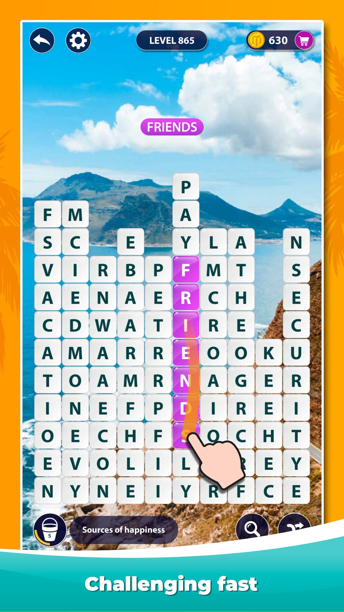 Gameplay of the Word Surf - Word Game for Android phone or tablet.