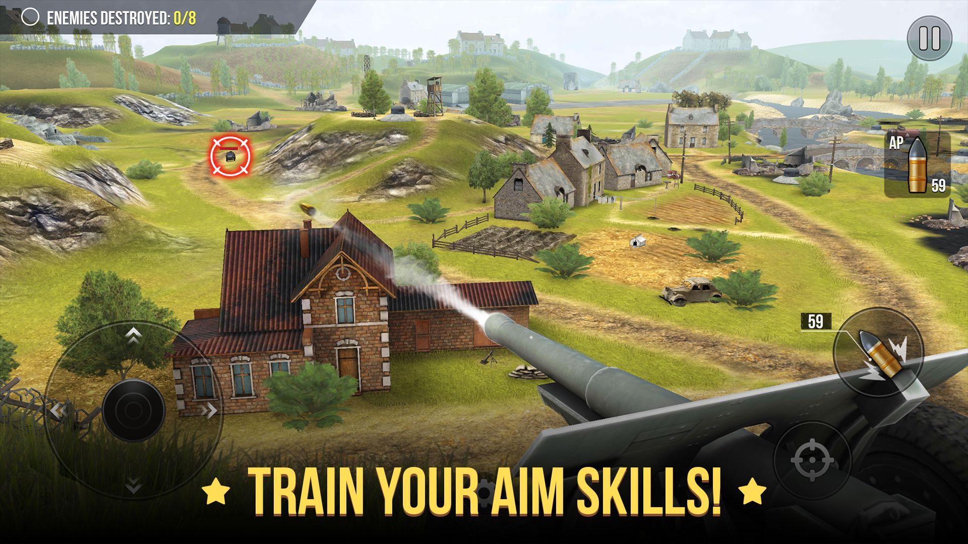 Gameplay of the World of Artillery: Cannon for Android phone or tablet.