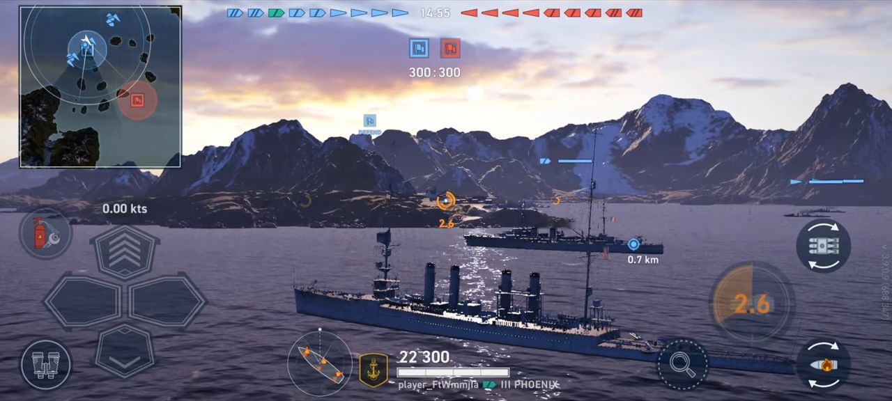 Gameplay of the World of Warships: Legends for Android phone or tablet.