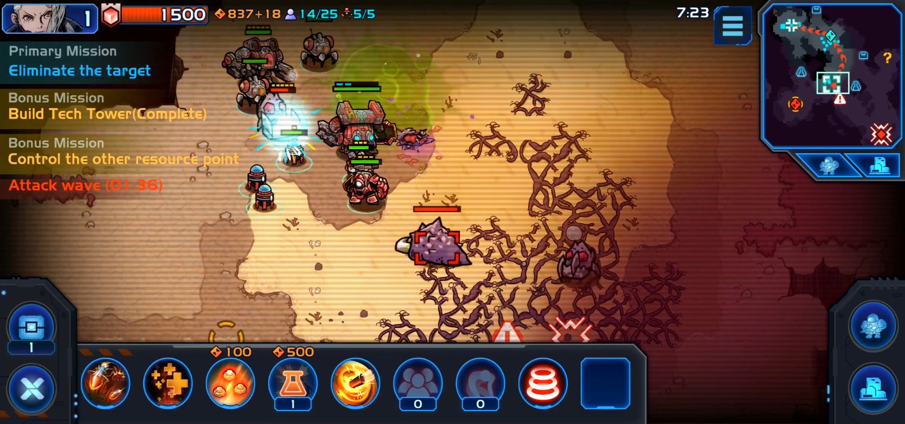 Gameplay of the Xeno Command for Android phone or tablet.