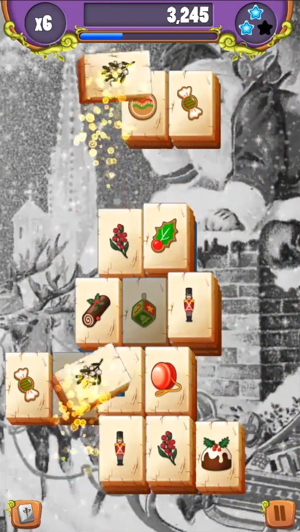 Gameplay of the Xmas Mahjong: Christmas Magic for Android phone or tablet.