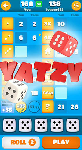 Gameplay of the Yatzy classic for Android phone or tablet.