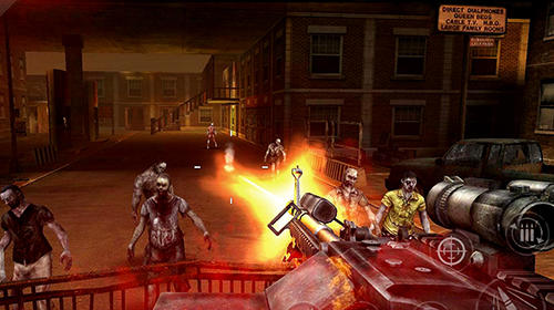 Gameplay of the Zombie defense shooting for Android phone or tablet.