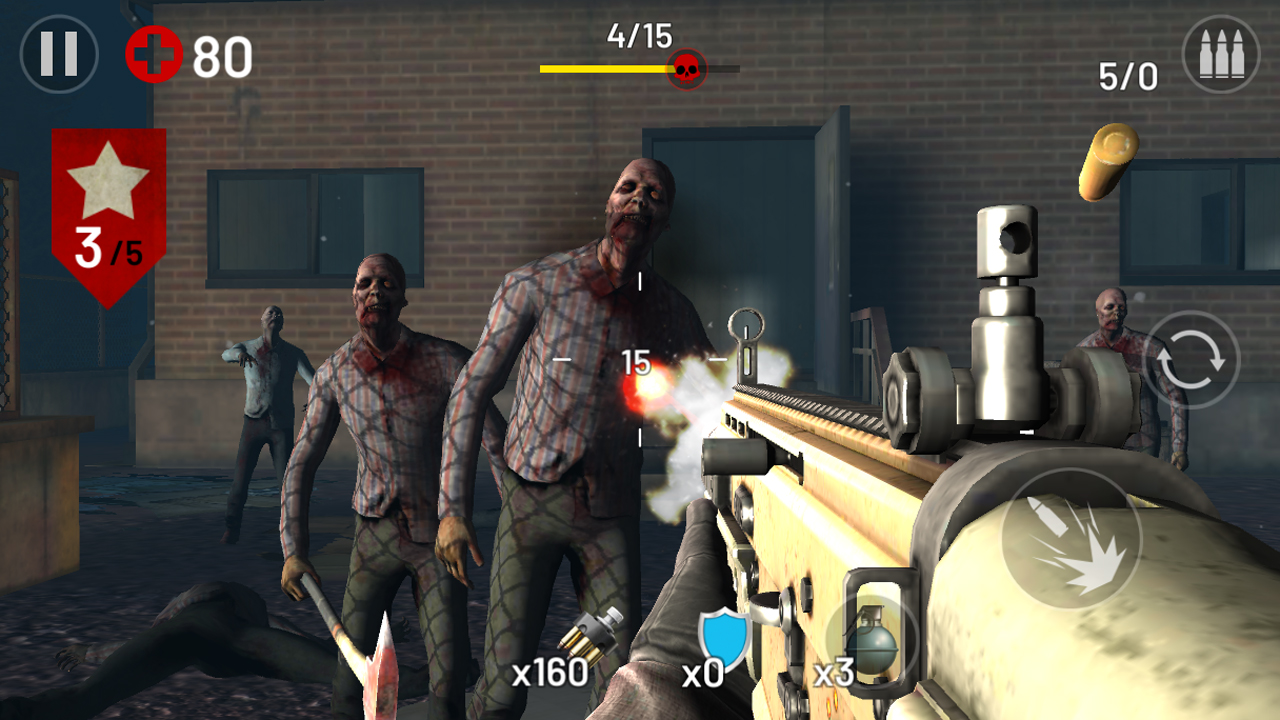 Gameplay of the Zombie Hunter Fire for Android phone or tablet.