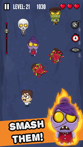 Gameplay of the Zombie invasion: Smash 'em! for Android phone or tablet.