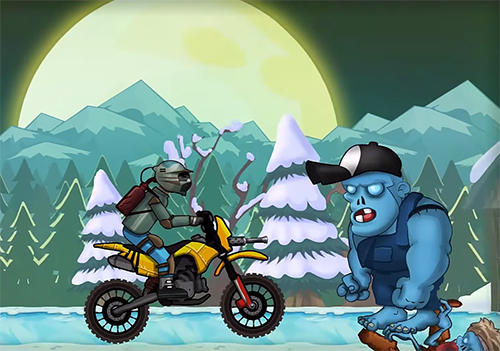Gameplay of the Zombie shooter motorcycle race for Android phone or tablet.