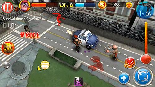 Gameplay of the Zombie street battle for Android phone or tablet.