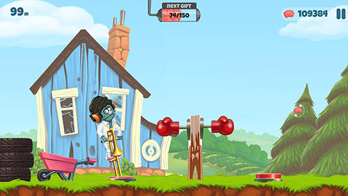 Gameplay of the Zombie's got a pogo for Android phone or tablet.