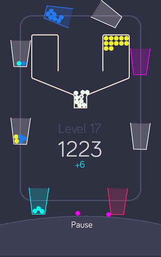 Gameplay of the 100 balls with the cups for Android phone or tablet.