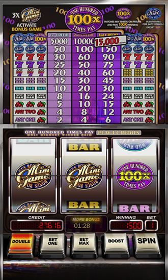 Gameplay of the 100x pay slots for Android phone or tablet.