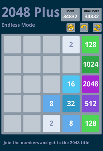 Gameplay of the 2048 plus for Android phone or tablet.