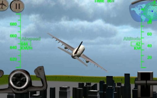 Gameplay of the 3D Airplane flight simulator for Android phone or tablet.