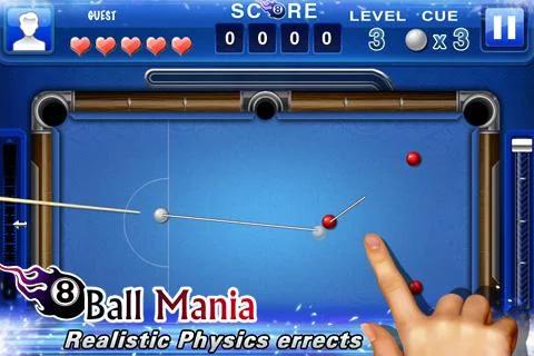 Gameplay of the 8 ball mania for Android phone or tablet.
