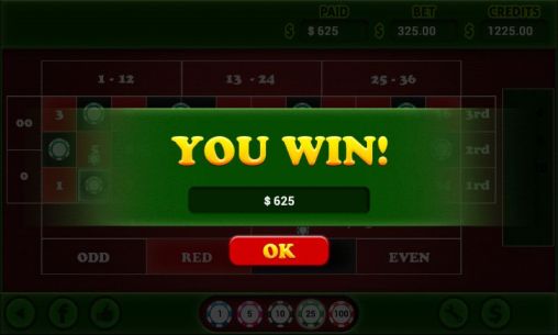 Gameplay of the American roulette for Android phone or tablet.