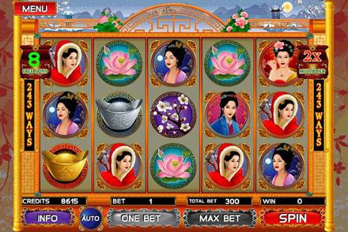 Gameplay of the Asian beauty slot for Android phone or tablet.