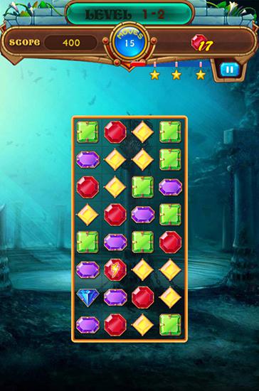 Gameplay of the Atlantis: Jewels journey for Android phone or tablet.