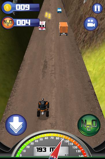Gameplay of the ATV quad: Traffic racing for Android phone or tablet.