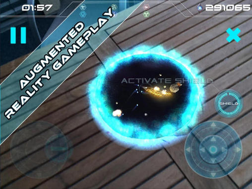 Gameplay of the Augmented reality: Asteroids for Android phone or tablet.