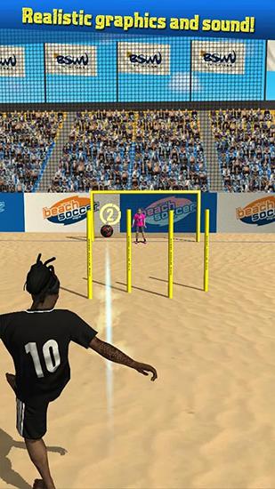 Gameplay of the Beach soccer shootout for Android phone or tablet.