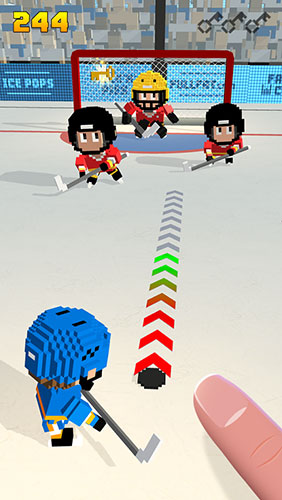 Gameplay of the Blocky hockey: Ice runner for Android phone or tablet.