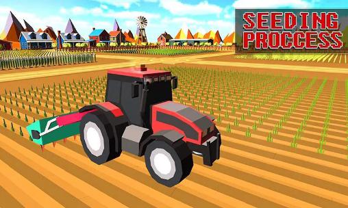 Gameplay of the Blocky plow farming harvester 2 for Android phone or tablet.