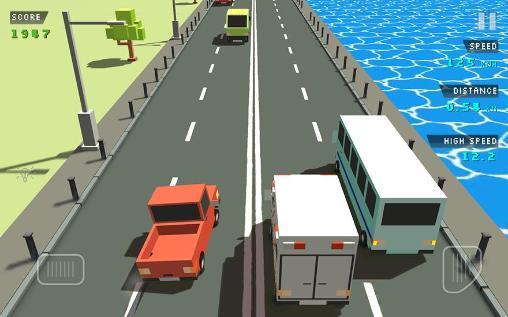 Gameplay of the Blocky traffic racer for Android phone or tablet.