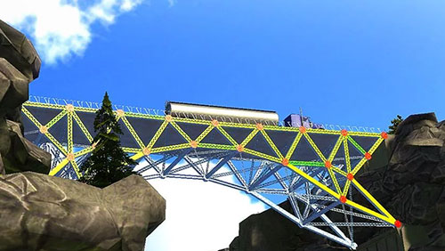 Gameplay of the Bridge construction simulator for Android phone or tablet.