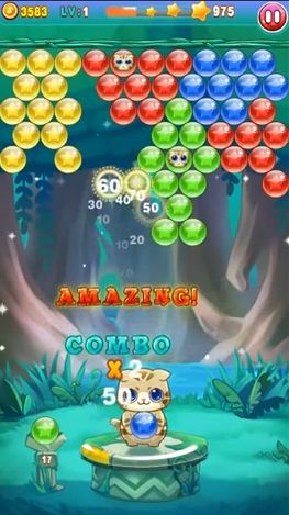 Gameplay of the Bubble cat rescue 2 for Android phone or tablet.