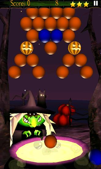Gameplay of the Bubble shoot: Halloween for Android phone or tablet.