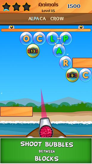 Gameplay of the Bubble words for Android phone or tablet.
