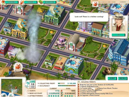 Gameplay of the Build it! Miami beach resort for Android phone or tablet.