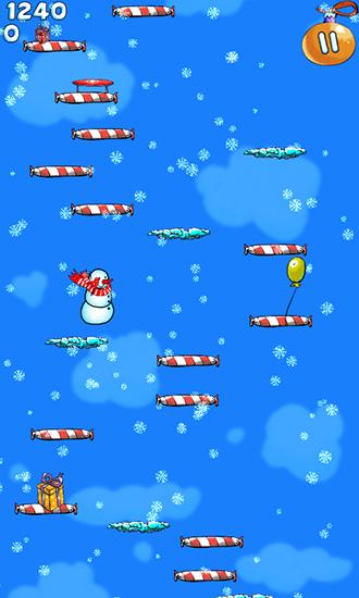 Gameplay of the Christmas snowman jump for Android phone or tablet.