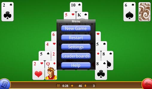 Gameplay of the Classic pyramid solitaire for Android phone or tablet.