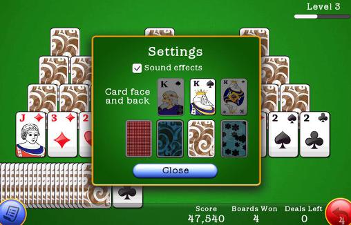 Gameplay of the Classic tri peaks solitaire for Android phone or tablet.
